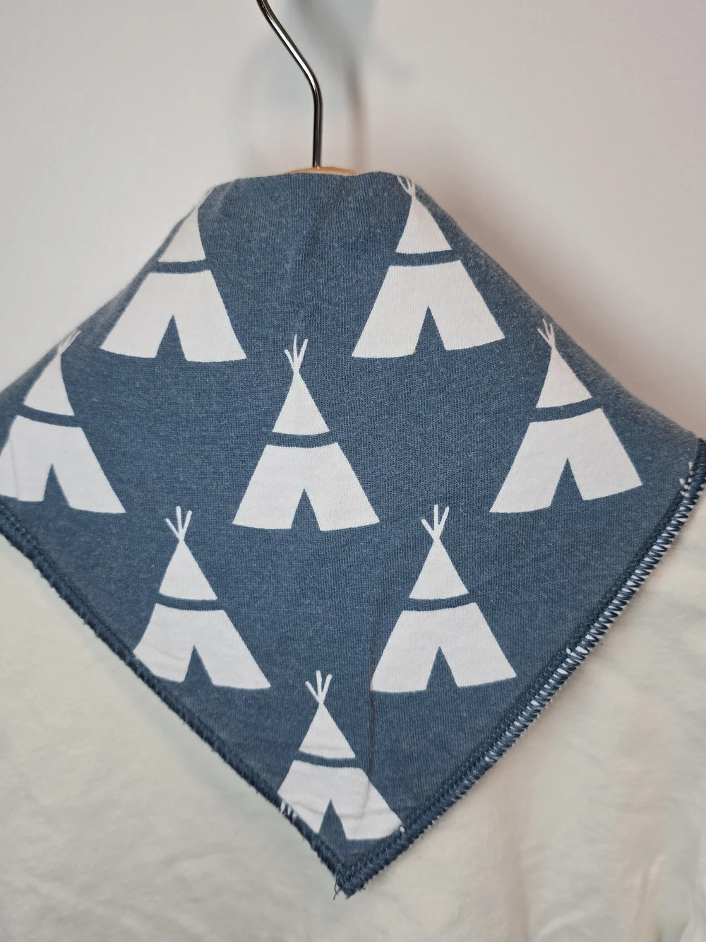 3 For $10 Blue Bandana Scarf Bib with White Teepee Print Soft Absorbent Cotton